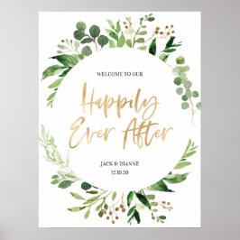 Green Gold Wedding Welcome Sign - Alles Gute für a Poster