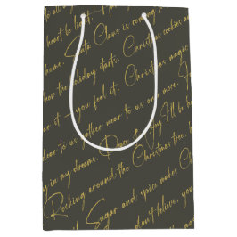 Green Gold Weihnachtstypografie Muster36 ID1009 Mittlere Geschenktüte