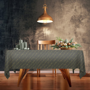 Green Gold Weihnachtstypografie Muster36 ID1009 Tischdecke