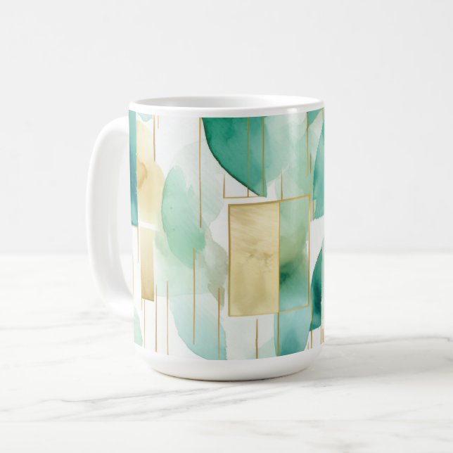 Green Gold White Abstrakt Kaffeetasse (Vorderseite Links)