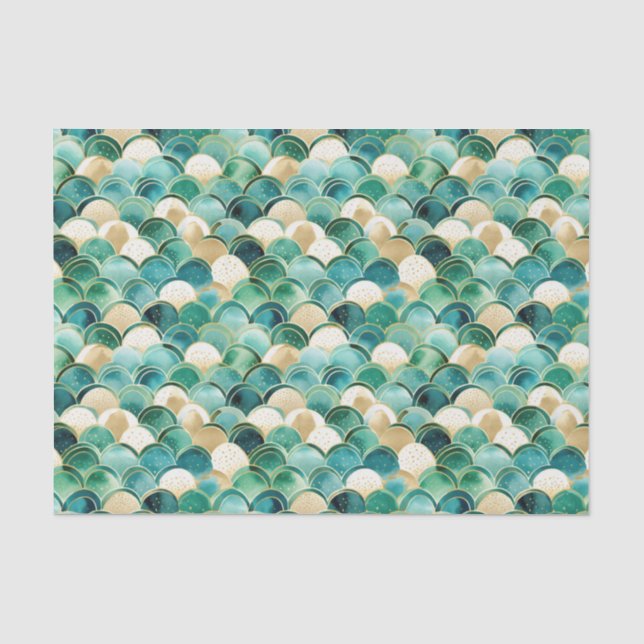 Green Gold White Abstrakt Seidenpapier (Vorderseite)