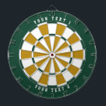 Green & Gold & White | Breitflächiger Schriftart Dartscheibe<br><div class="desc">Dartboard in Grün,  Gold und Weiß mit zwei Zeilen personalisierten Textes. Brauchen Sie Hilfe beim Design (z.B. in verschiedenen Farben)? E-Mail help@karenchaudesigns.com</div>