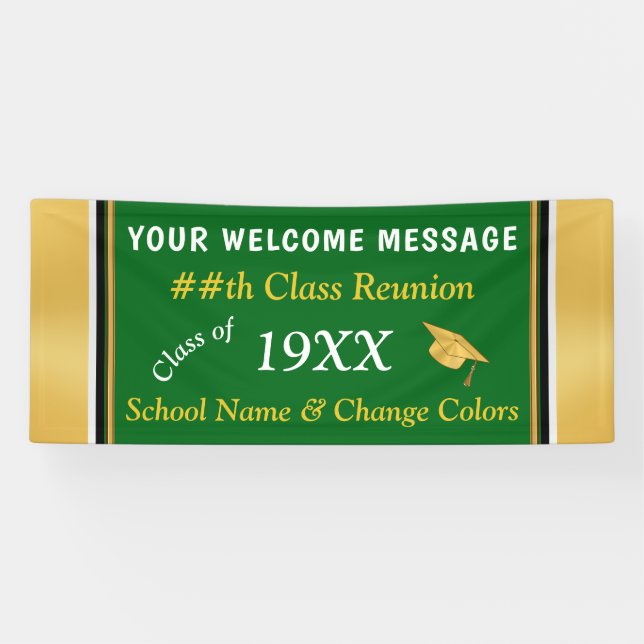 Green, Gold, White School Wiedersehen Banner (Horizontal)