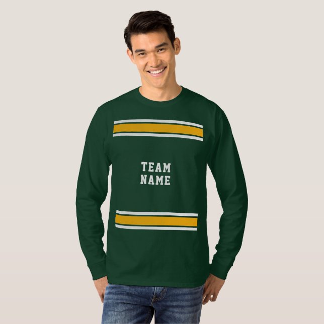 Green Gold White Sports Jersey Team Long Sleeve T-Shirt (Vorne ganz)