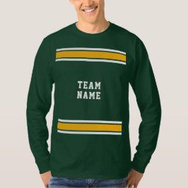 Green Gold White Sports Jersey Team Long Sleeve T-Shirt