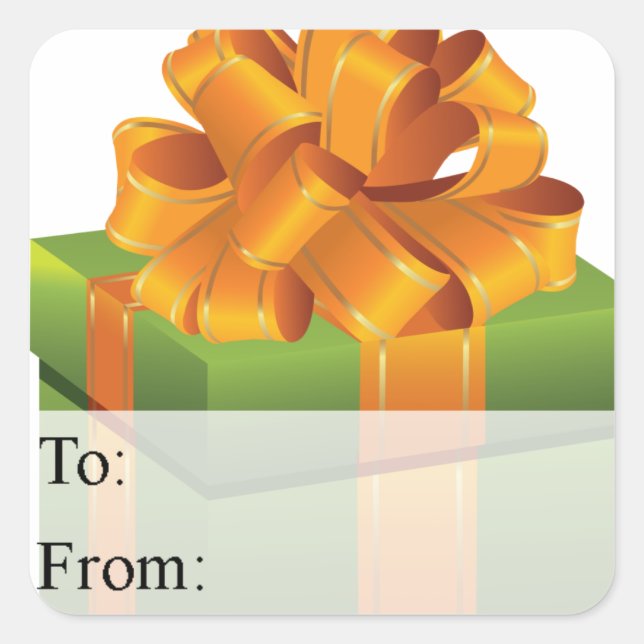 Green Gold Wrapped Christmas Geschenk Tag Quadratischer Aufkleber (Vorderseite)