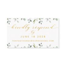 Green & Gold Writing Wedding Online RSVP Card