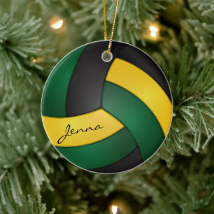 Green, Gold Yellow und Black Volleyball 🏐 Keramikornament