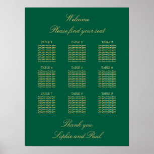 Green Golden Beige 9 Tischkarten-Poster Poster