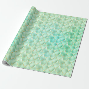 Green Golden Pearl Mermaid Dragon Scales Muster Geschenkpapier