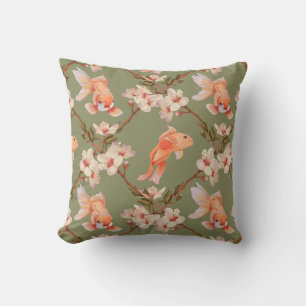 Green Goldfish Koi Wasserfarbmuster Kissen