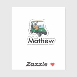 Green golf car name man sports boy gifts letter  aufkleber