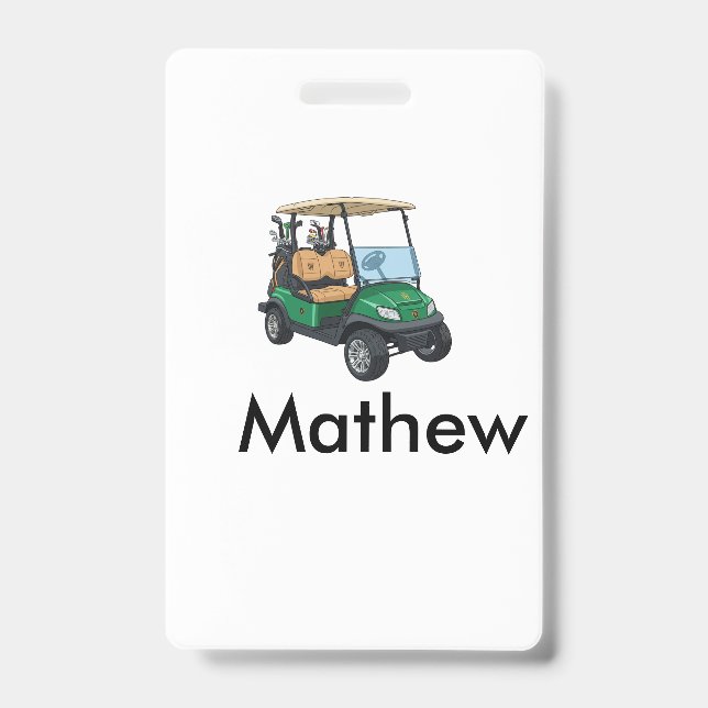 Green golf car name man sports boy gifts letter  ausweis (Vorderseite)