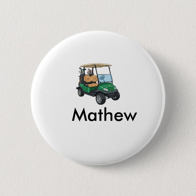 Green golf car name man sports boy gifts letter  button (Vorderseite)