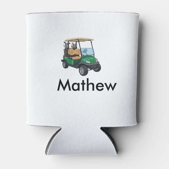 Green golf car name man sports boy gifts letter  dosenkühler (Vorderseite)