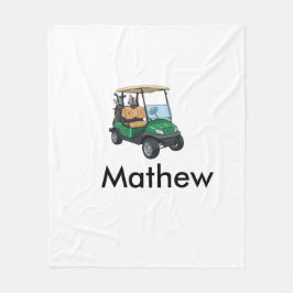 Green golf car name man sports boy gifts letter  fleecedecke