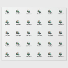 Green golf car name man sports boy gifts letter  geschenkpapier