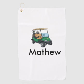 Green golf car name man sports boy gifts letter  golfhandtuch