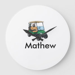 Green golf car name man sports boy gifts letter  große wanduhr