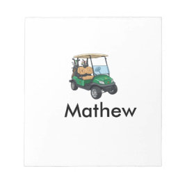 Green golf car name man sports boy gifts letter  notizblock