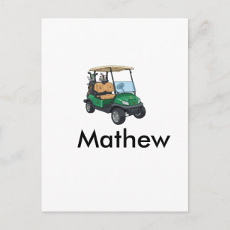 Green golf car name man sports boy gifts letter  postkarte