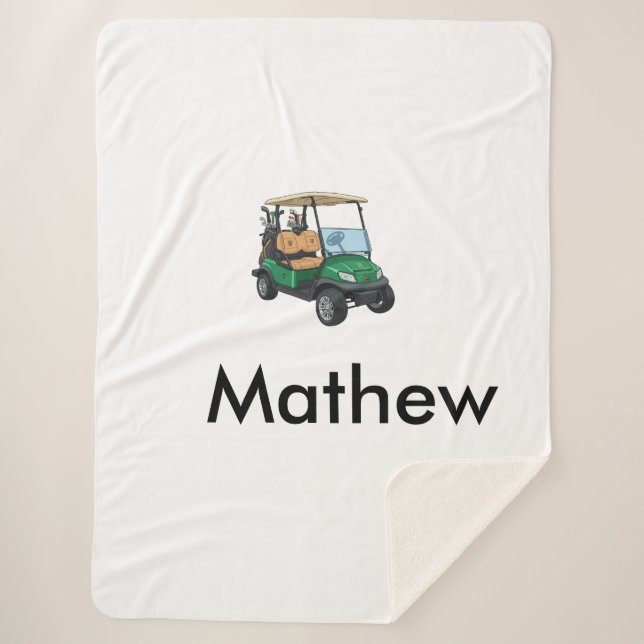 Green golf car name man sports boy gifts letter  sherpadecke (Vorderseite)