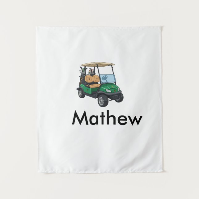 Green golf car name man sports boy gifts letter  wandteppich (Vorderseite)