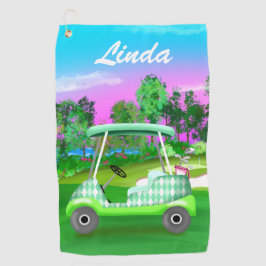 Green Golf Diamond Sunset Course Persönliches Hand Golfhandtuch
