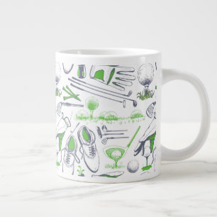 Green Golf Icons Muster Jumbo-Tasse