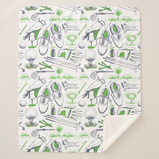 Green Golf Icons Muster Sherpadecke (Vorderseite)