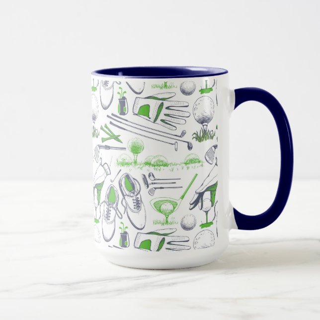Green Golf Icons Muster Tasse (Rechts)