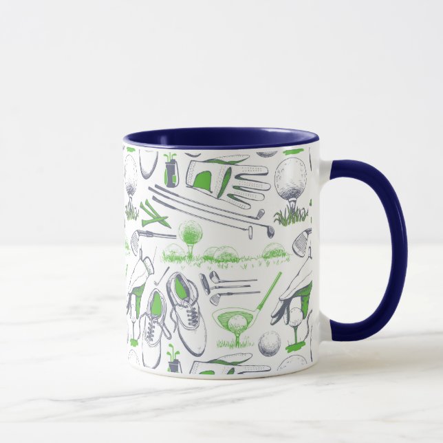 Green Golf Icons Muster Tasse (Rechts)