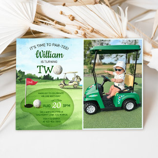 Green Golf PAR T-SHIRT 2. Geburtstag Foto Einladung