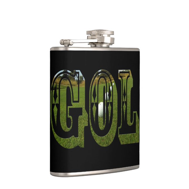 Green Golf Picture Logo, Vinyl Wrapped Hiask Flask Flachmann (Rechts)
