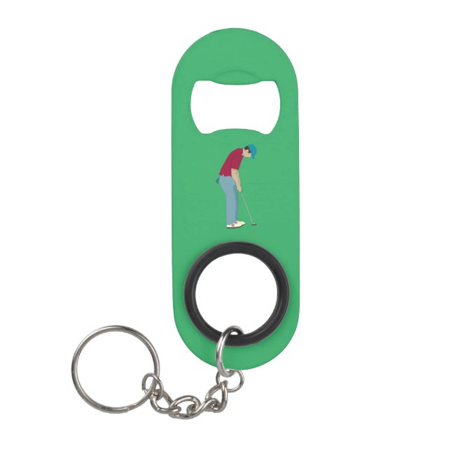 Green Golf Putting Thema Mini Flaschenöffner (Vorderseite)