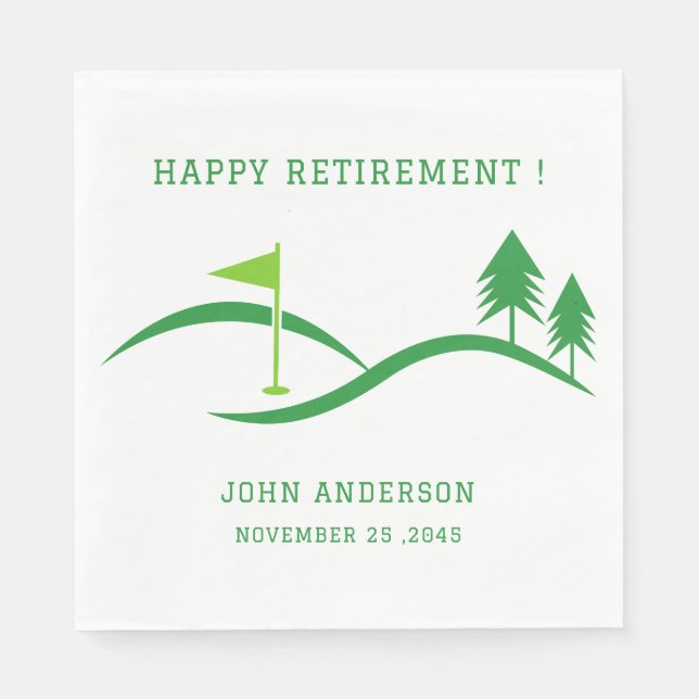 Green Golf Theme Retirement Party Napkins Serviette (Vorderseite)