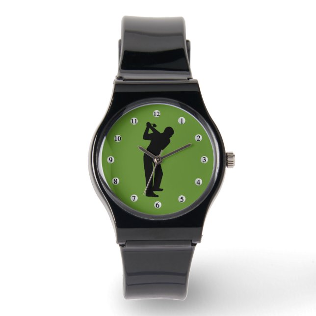 Green Golfer mit Golf Ball Zahlen Armbanduhr (Vorderseite)