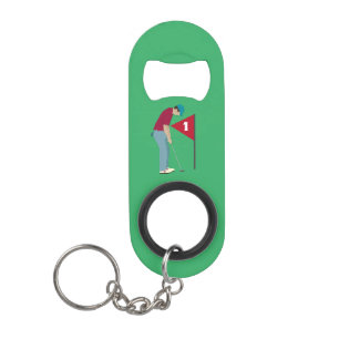 Green Golfer Putting Ball Mini Flaschenöffner