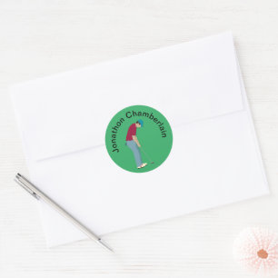 Green Golfer Putting Golf Ball Design Runder Aufkleber