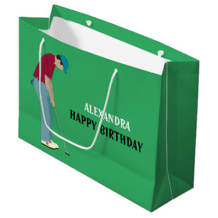 Green Golfer Themed Große Geschenktüte