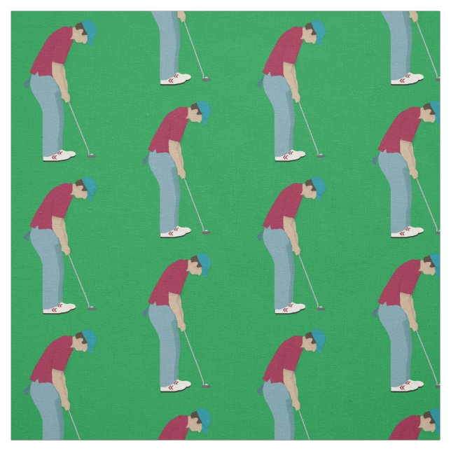 Green Golfers Putting Golf Balls Muster Stoff (Muster)
