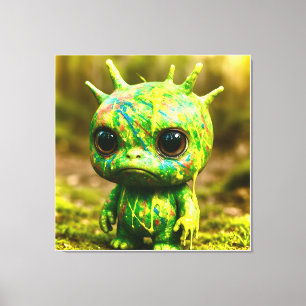 Green Goo Monster - Creepy Niedlich Canvas Print Leinwanddruck