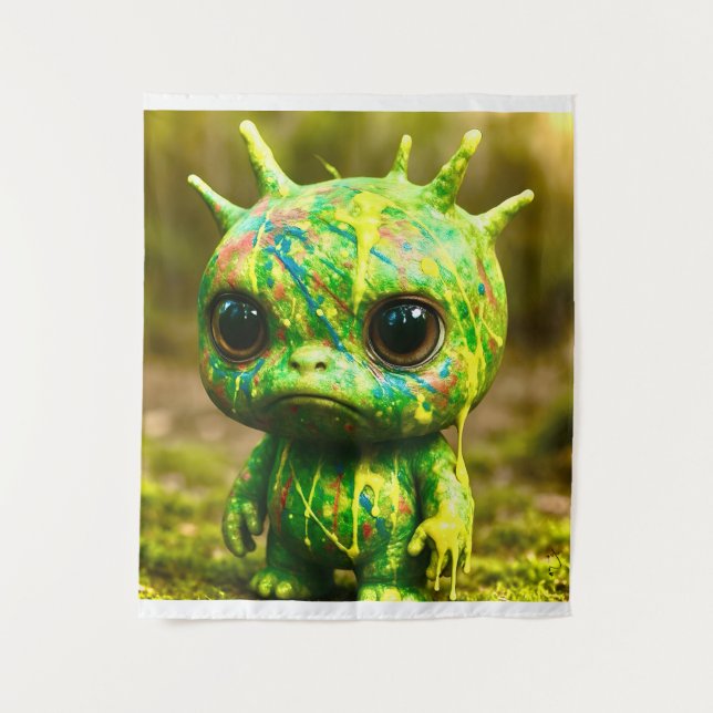 Green Goo Monster - Creepy Niedlich Canvas Print Wandteppich (Vorderseite)