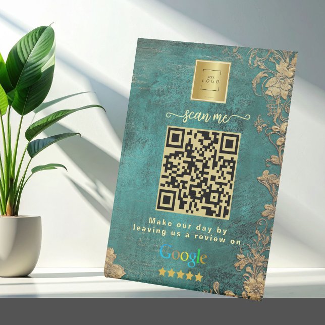 Green Google Reviews Business Link QR Code   Sockelschild (Von Creator hochgeladen)