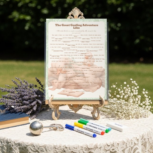 Green Goose Libs Baby Shower Group game Acrylschild (Green Goose Libs Baby Shower Group game Acrylic Sign)