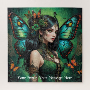 Green Gothic Butterfly Girl Puzzle