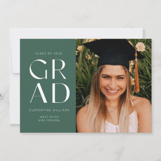 Green Grad Block Moderner Foto Abschluss Einladung