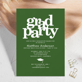 Green grad Party moderne kühle Typografie Einladung