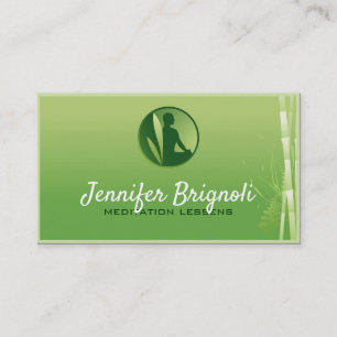 Green Gradient Bamboo Meditation Lessens Card Visitenkarte