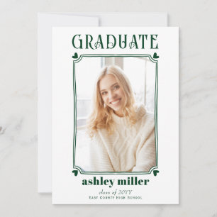 Green GRADUATE Class of 2025 Abschluss Foto Einladung